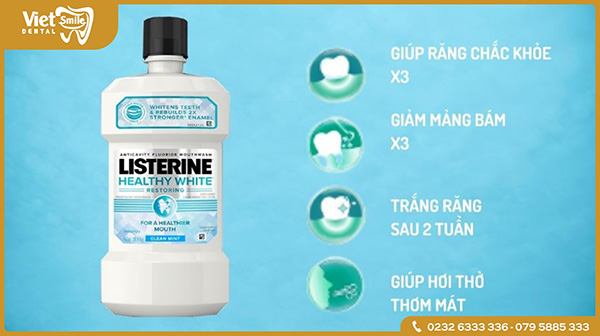 Nước súc miệng cho người niềng răng Listerine Healthy Bright