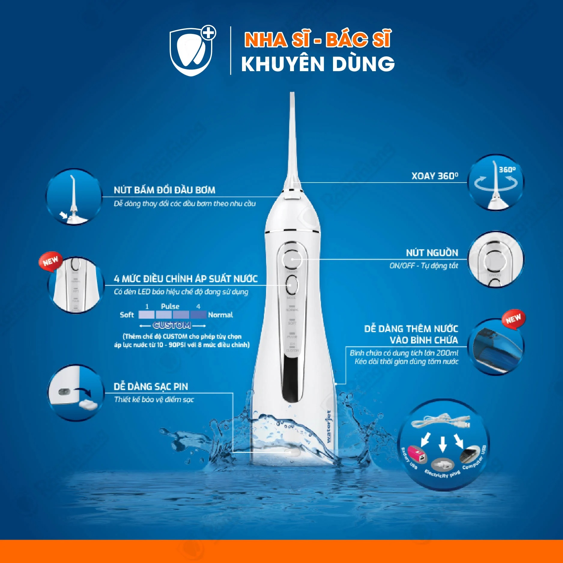 Máy tăm nước WaterJet Cordless Advanced
